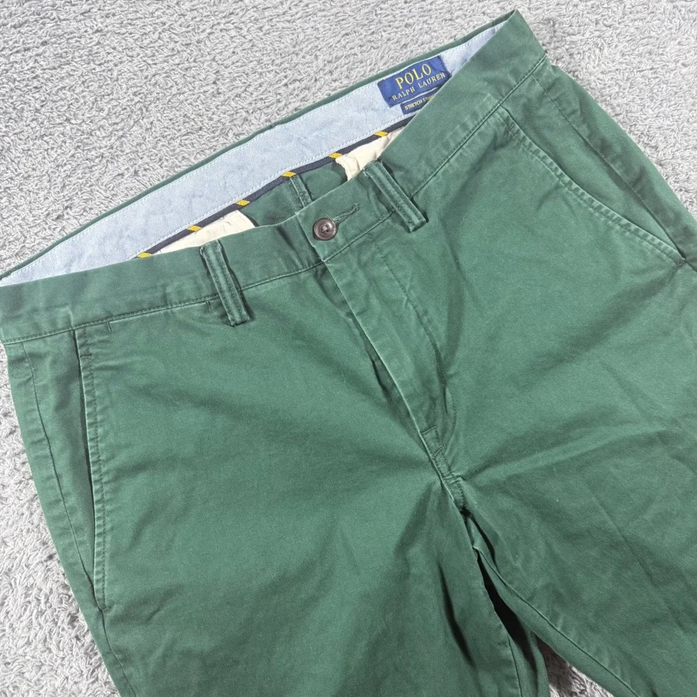 Polo Ralph Lauren Chino Pants Mens 32x32 Green Stretch Straight Fit Cotton Twill